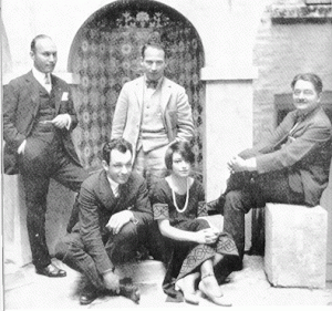 Circa 1919—the famed Algonquin Round Table with members Harpo Marx, Art Samuels, Alexander Woolcott, Charlie MacArthur, and Dorothy Parker.  (Tumblr)